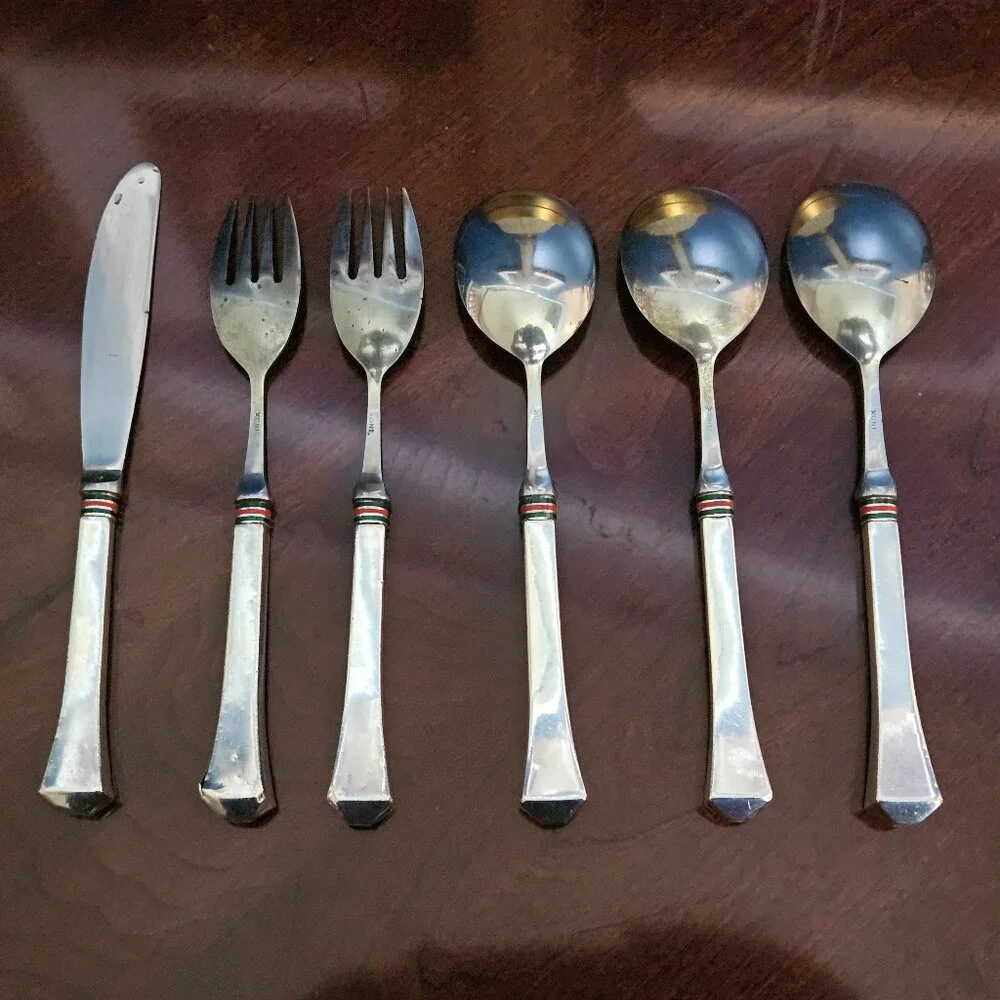 LUXURY RARE ESTATE GUCCI WEB ITALY 925 STERLING SILVER FLATWARE SILVERWARE SET